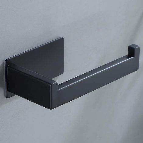 No Drilling Toilet Roll Holder,Self Adhesive Toilet Paper Holder Toilet Roll Holder 304SUS Stainless Steel Toilet Roll Holder Easy and Quick Installation for Bathroom,Black (1/5)
