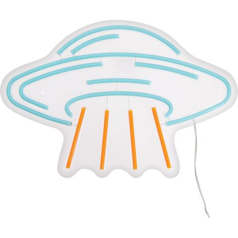 Applique murale néon soucoupe volante, USB filaire, Bleu et orange (1/5)