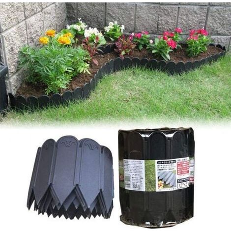 Bordure de jardin pavée 2m – Hauteur 15 cm – Matériau PP noir – Résistante aux intempéries – Installation sans creusage (1/5)
