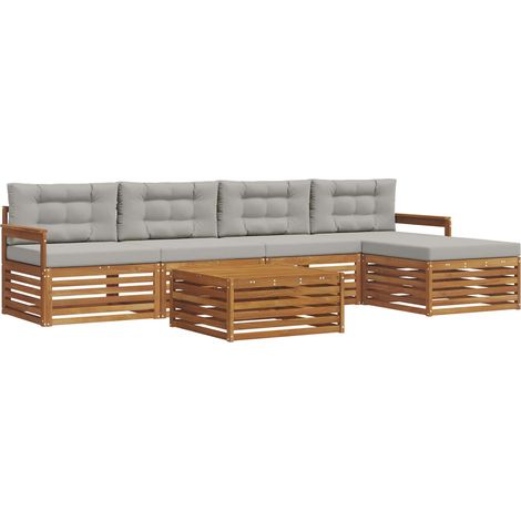 Conjunto de sofás de exterior 6 pcs Gris Natural y Claro vidaXL (1/5)