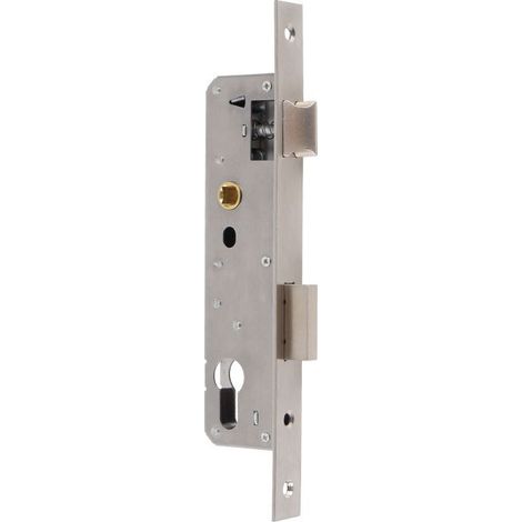 1 serrure à encastrer, pêne réversible, pour porte PVC ou aluminium, faible épaisseur, intérieur/extérieur (1/4)