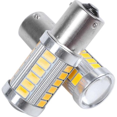Lot de 2 ampoules LED ambre 1156PY BAU15S PY21W 33SMD pour feux arrière, clignotants, feux de freinage et feux de recul de voiture (Y js) (1/5)