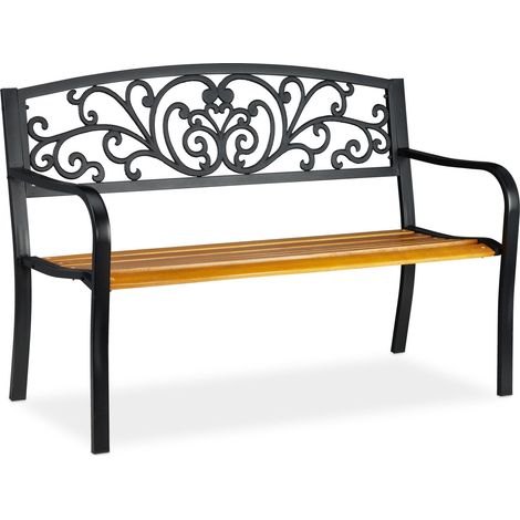 Banco de jardín rústico 120 x 60 x 80 cm con asiento ergonómico acabado antiguo madera marrón 130009275 (1/5)