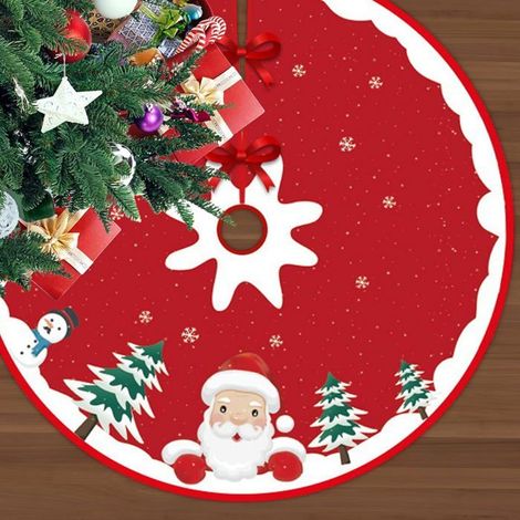 Tapis de sapin de Noël de 91 cm, ornement de sapin de Noël, décoration de sapin de Noël, Père Noël rouge, tissu brossé (1/5)