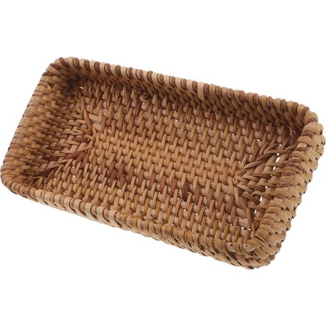 Plateau Rectangulaire en Rotin pour Salle de Bain, Drainage Rapide, Organiseurs pour Fruits et Articles de Toilette sur Table de Nuit'-'- (1/5)