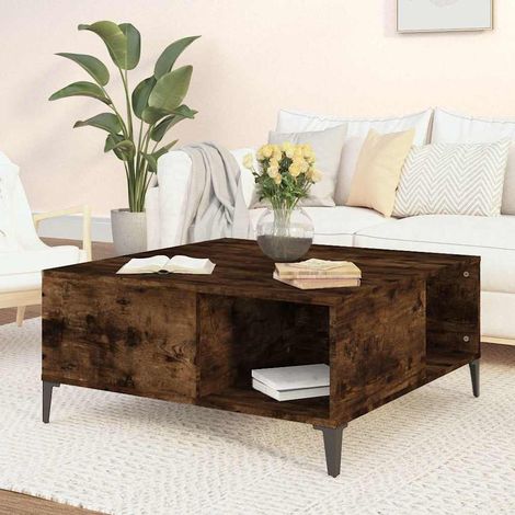 vidaXL Table basse chêne fumé 80x80x36,5 cm bois d'ingénierie (1/5)