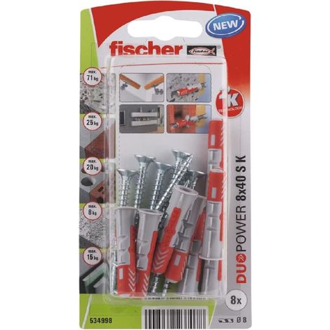 FISCHER 534998 Universaldübel Duopower 8x40 S K, 8 Stk