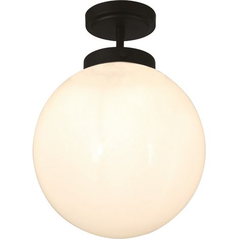Forum Porto Bathroom Ceiling Light Matt Black, Opal IP44