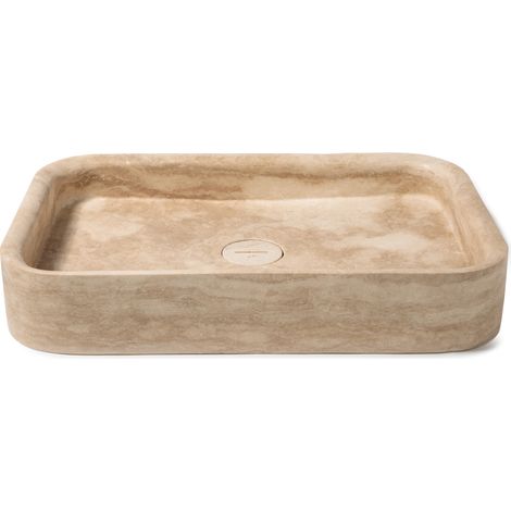 Vasque à poser rectangulaire Travertin Beige 60x40x10 cm - RO'MA NATURE