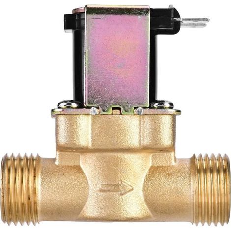 Électrovanne électrique en laiton, 1/2 "électrovanne d'eau normalement fermée DC 24V, électrovanne magnétique électrique pour le contrôle de l'eau (1/5)