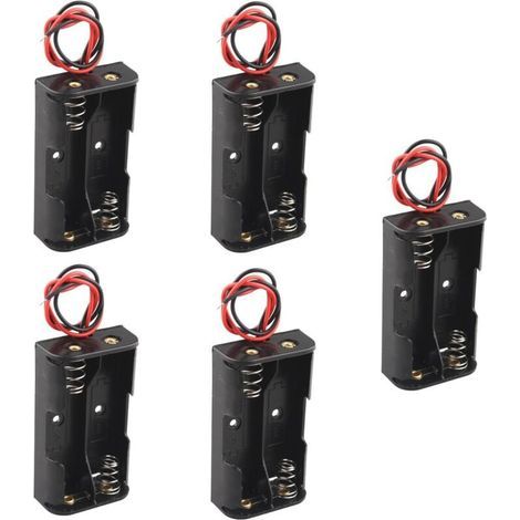5 Pièces Plastique Batterie étui de Rangement Boîte Support pour 2 Piles AA 3 V avec Fils (1/4)