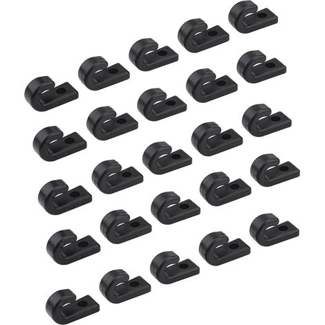25 sangles en nylon noires en forme de J pour kayak, canoë et bateau, accessoires pour cordons élastiques (1/5)