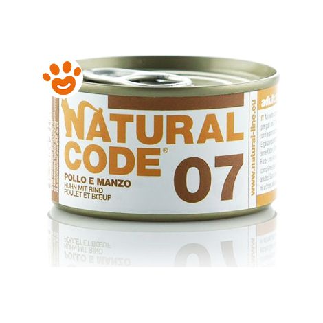 Natural Code 7 Cat Adult al Pollo e Manzo - Natural Code 7 Cat Adult al Pollo e Manzo - Lattina Da 85 Gr