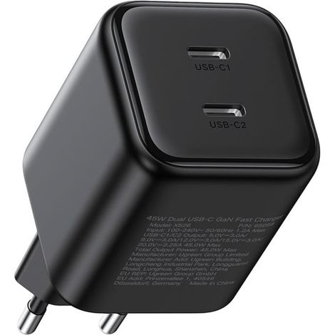 USB-C GaN 45W Wandladegerät – Schwarz