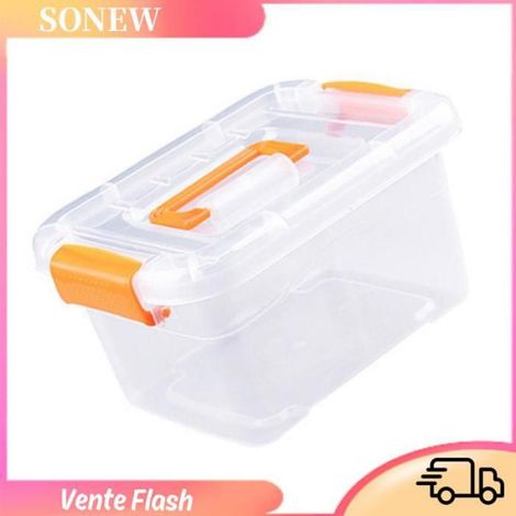 Sonew bac de rangement empilable clair Boîte de rangement transparente polyvalente de grande meuble bac Orange Petite Taille (1/5)