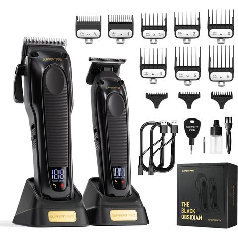 Professional Hair Clipper for Men - High Torque Brushless Motor and Removable Blade with DLC Coating - Shaver Beard Men Gift Cordless Hair Trimmer Kit (Black) (1/5)