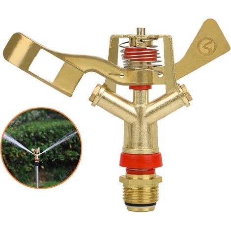 Arroseur de pelouse  Arroseur à impact  Rotation 360°  Alliage de zinc  Réglable (1/4)