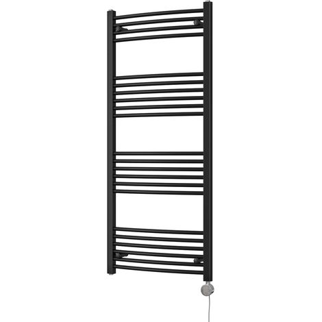 Zennor - Black Electric Towel Rail H1400mm x W600mm Curved 700w Thermostatic (1/3)