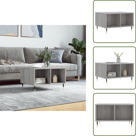 The Living Store Couchtisch Grau Sonoma 60x50x36,5 cm Holzwerkstoff - Couchtisch - Wohnzimmerstil - Grau - Holzwerkstoff - Metallgestell (1/5)