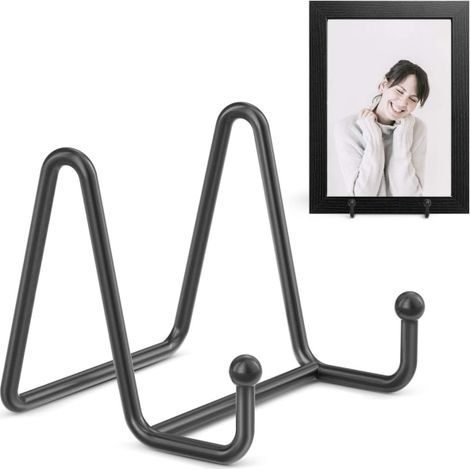Lot de 2 supports pour assiettes décoratives, cadres photo et livres, présentoir métallique de 7,6 cm, pour exposition verticale (1/5)