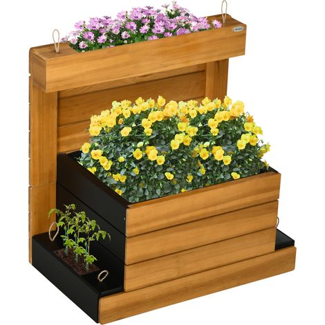 Potager surélevé  avec 4 bacs de plantation, système d'arrosage automatique, doublure en polaire, résistant aux intempéries, 79,5 cm x 49,5 cm x 80 cm