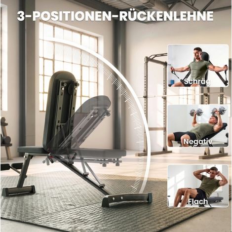 Banc de musculation pliable avec résistance 3 niveaux et dossier réglable, charge jusqu'à 300 kg (1/5)