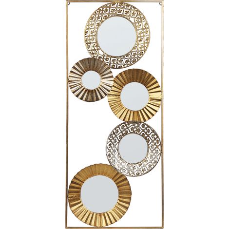 Decoración de pared de metal vidrio dorado 39 x 90 cm a mano espejos Maicoba