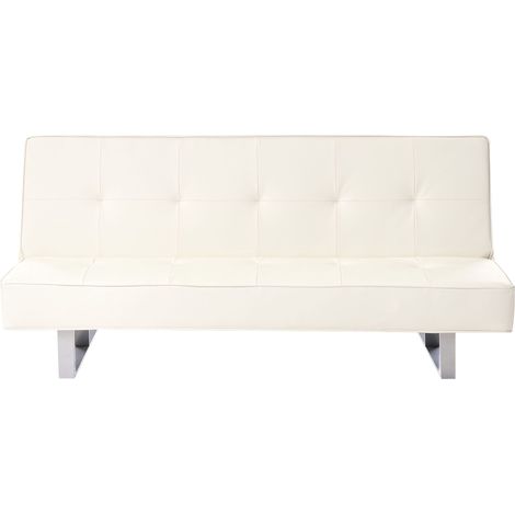 Schlafsofa 3-Sitzer DERBY Kunstleder Cremeweiß (1/5)