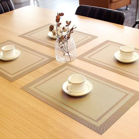 Set mit 10 goldfarbenen PVC-Tischsets im Western-Stil – hitzebeständig – als Tisch- und Schreibtischunterlage – Wohnaccessoires – 45,5 x 30 cm (1/3)
