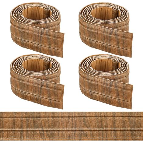 Bordure de Papier Peint Autocollante de 362x3.14 po Moulure de Couronne Grain de Bois Marron Chameau Garniture de Plinthe Flexible 3D Bordure Murale Autocollante Vintage Lignes de Base (1/5)