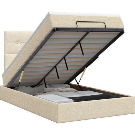 Maison Exclusive - Lit ottoman avec matelas Crème 120 x 190 cm Tissu (1/5)