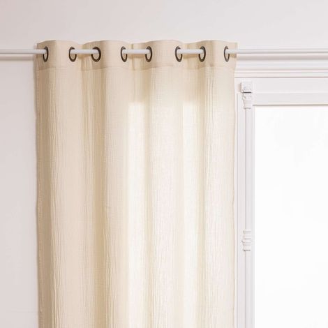 Atmosphera – Rideau en gaze de coton 260 cm x 130 cm – 100% coton – Double épaisseur – 8 œillets – Respirant et facile d'entretien