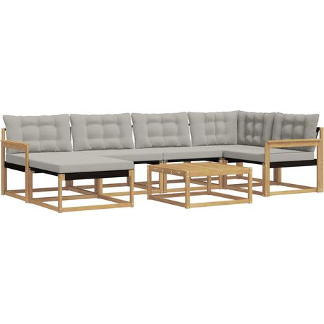 Set di divani da esterno 7 pcs Bianco e Grigio Chiaro vidaXL