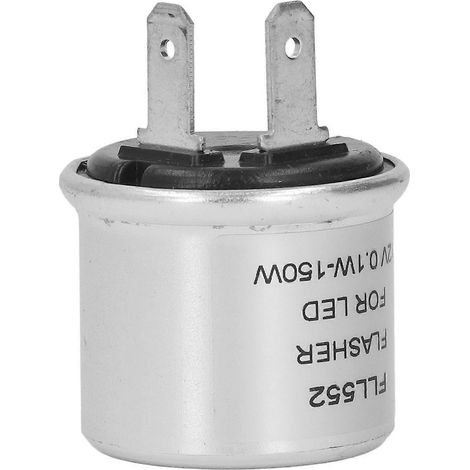Relais clignotant à LED avec boîtier en aluminium, 2 broches, faible consommation, 12 V