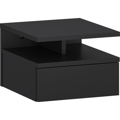 Mesita de noche de pared con cajón 32x35x23 cm negra (1/5)