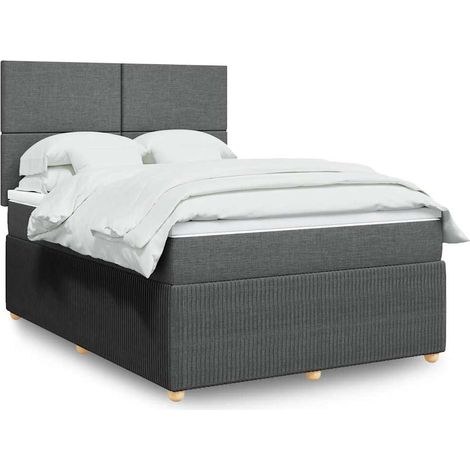 Boxspringbett mit Matratze Dunkelgrau 160x200 cm Stoff