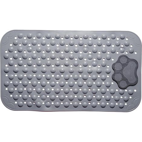 Tapis de Douche Antidérapant 50x80cm,Tapis Antidérapant Douche avec Ventouses et Trous de Drainage,Rectangulaire Tapis Douche Antidérapant pour Salle de Douche,Lavable en Machine (Gris) (1/5)