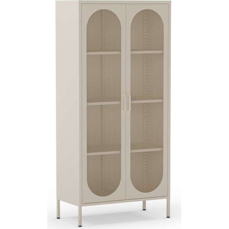 Mueble auxiliar alto 2 puertas abatibles modelo Dora acabado metal crema. 170cm(alto) 80cm (ancho) 40cm(prof.) (1/5)