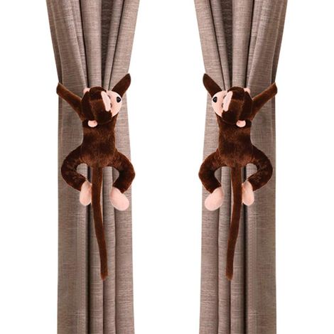1 Paire d'Embrasse à Rideaux à Longue Queue Singe Mignon pour Chambre d'enfant Boucles à Rideaux Accessoires de Rideau fenêtre décoration de Maison Salon Chambre