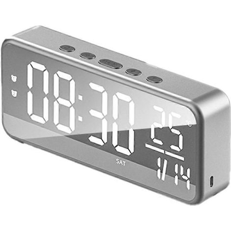 Réveil intelligent avec son, réveil musical LED, horloge murale, réveil étudiant, affichage de la température, gris foncé (1/5)