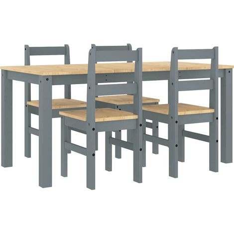 Ensemble à manger PANAMA 5 pcs  Meubles de salle à manger gris bois de pin massif