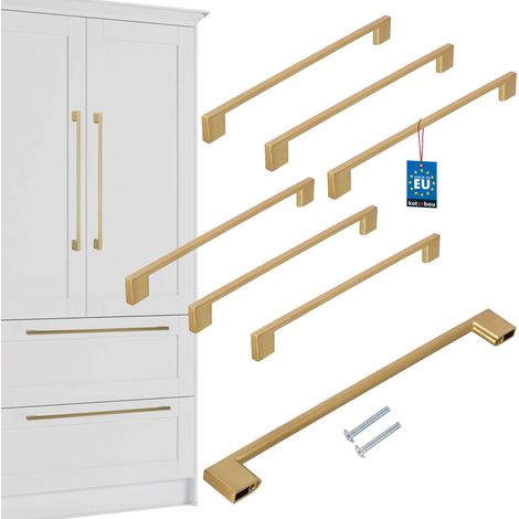 Tirador para muebles de cocina KOTARBAU® Clásico Moderno Oblongo Largo Oro Mate 289 MM Espacio entre 256 MM Juego de 6