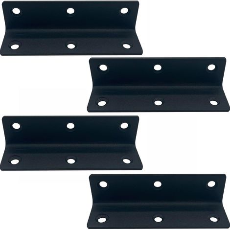 Lntyq Rechtwinkliger Verbinder, L-förmige Halterung – 4 Stück, 100 x 26 x 26 mm, 90 Grad breite Streben, Holzverbinder zur Befestigung von Zäunen, Tischen und Regalen, schwarz (1/5)