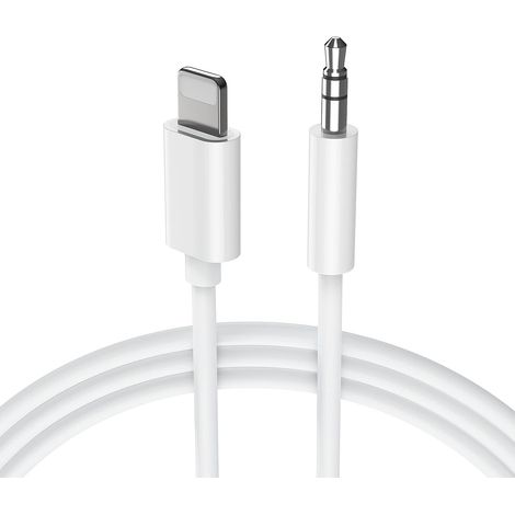 Auto-Aux-Audiokabel für iPhone 12, Auto-Aux-Klinkenstecker, 3,5 mm Stereo-Stecker, kompatibel mit iPhone 14/13/12/11 Pro Max/Pro/8/8Plus/7 Plus/X/XR, Home – Weiß (1 m)
