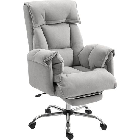 Bürostuhl Neigbar Höhenverstellbar Schreibtischstuhl mit Armlehne Fußstütze hoher Rückenlehne 75 x 77 x 110-118 cm Grau (1/5)