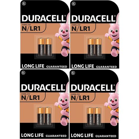 8 x Duracell N/LR1 E90 (4 ampoules de 2 batteries) 8 piles 8