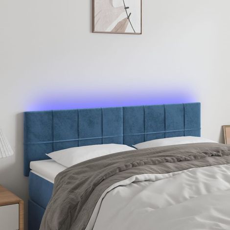 Armoire de tête de lit  Tête de lit à LED découpable pour Chambre Bleu foncé 144x5x78/88 cm Velours -82372 (1/5)