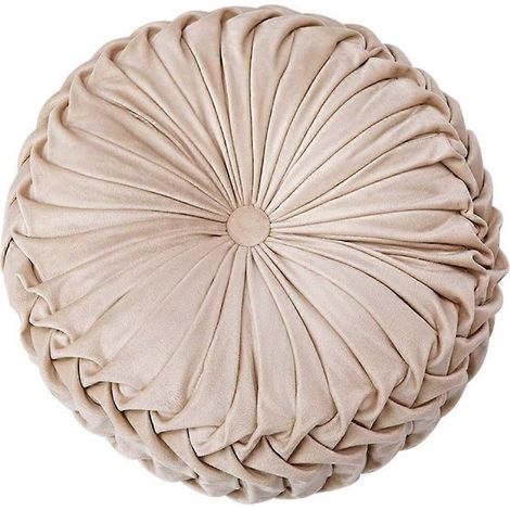 Coussin décoratif rond en velours 3D en forme de citrouille pour canapé (1/4)
