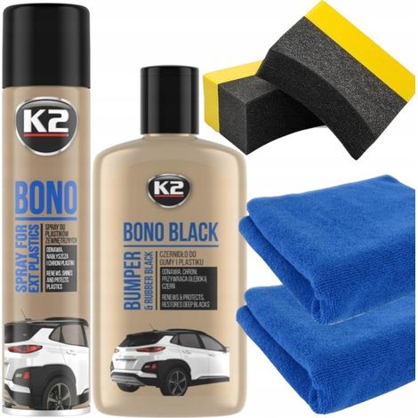 Kit di lucidatura e annerimento K2 bono per pneumatici e paraurti in plastica, 5 in 1 (1/5)