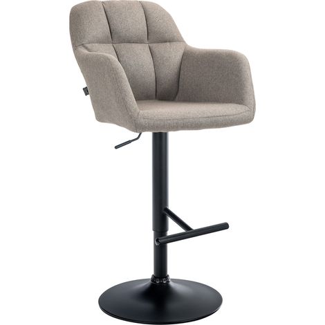 Tabouret de bar Natoma Tissu Taupe Métal noir mat